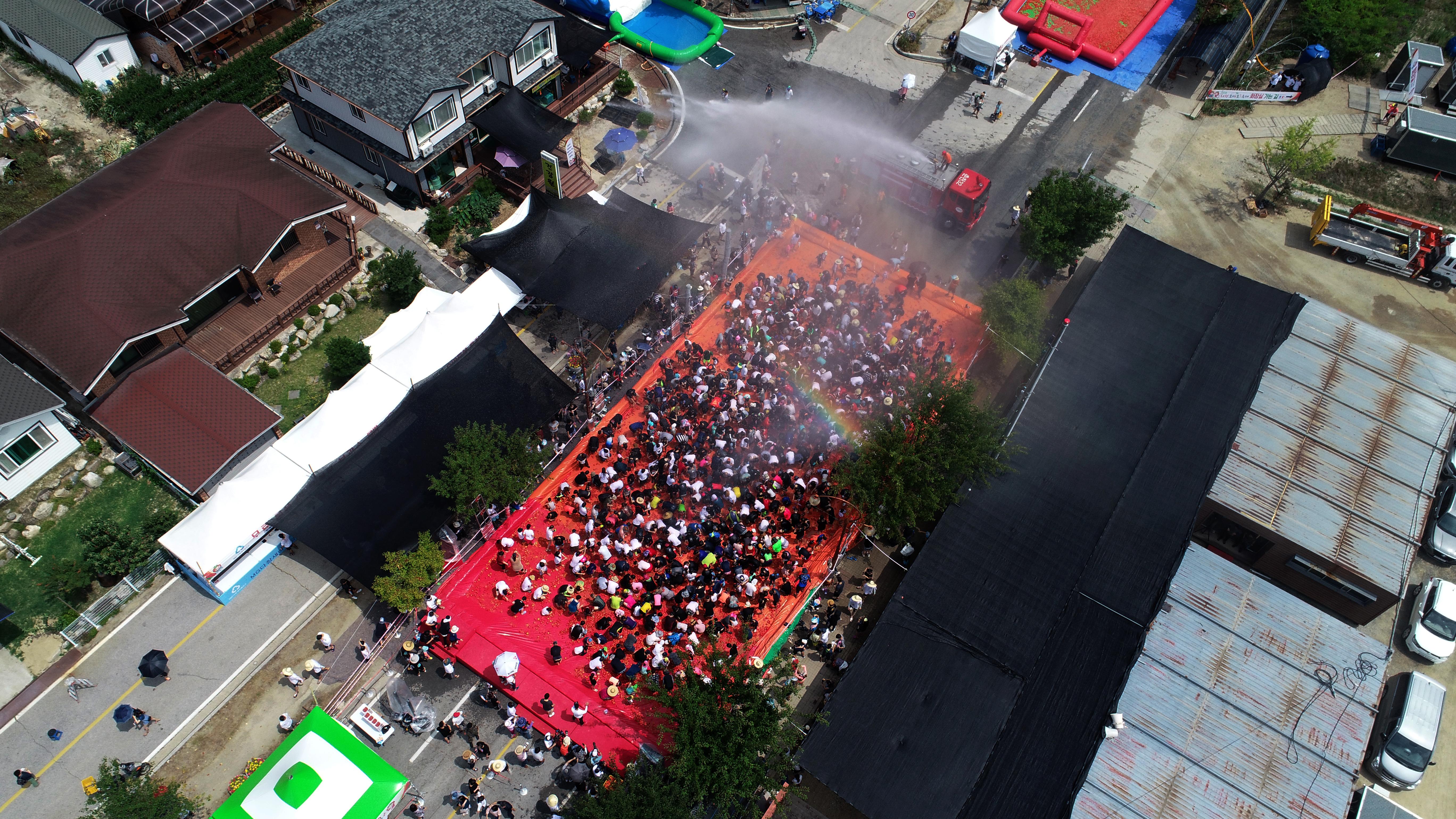 2018 화천토마토축제 하늘에서 본 토마토축제장 전경 의 사진