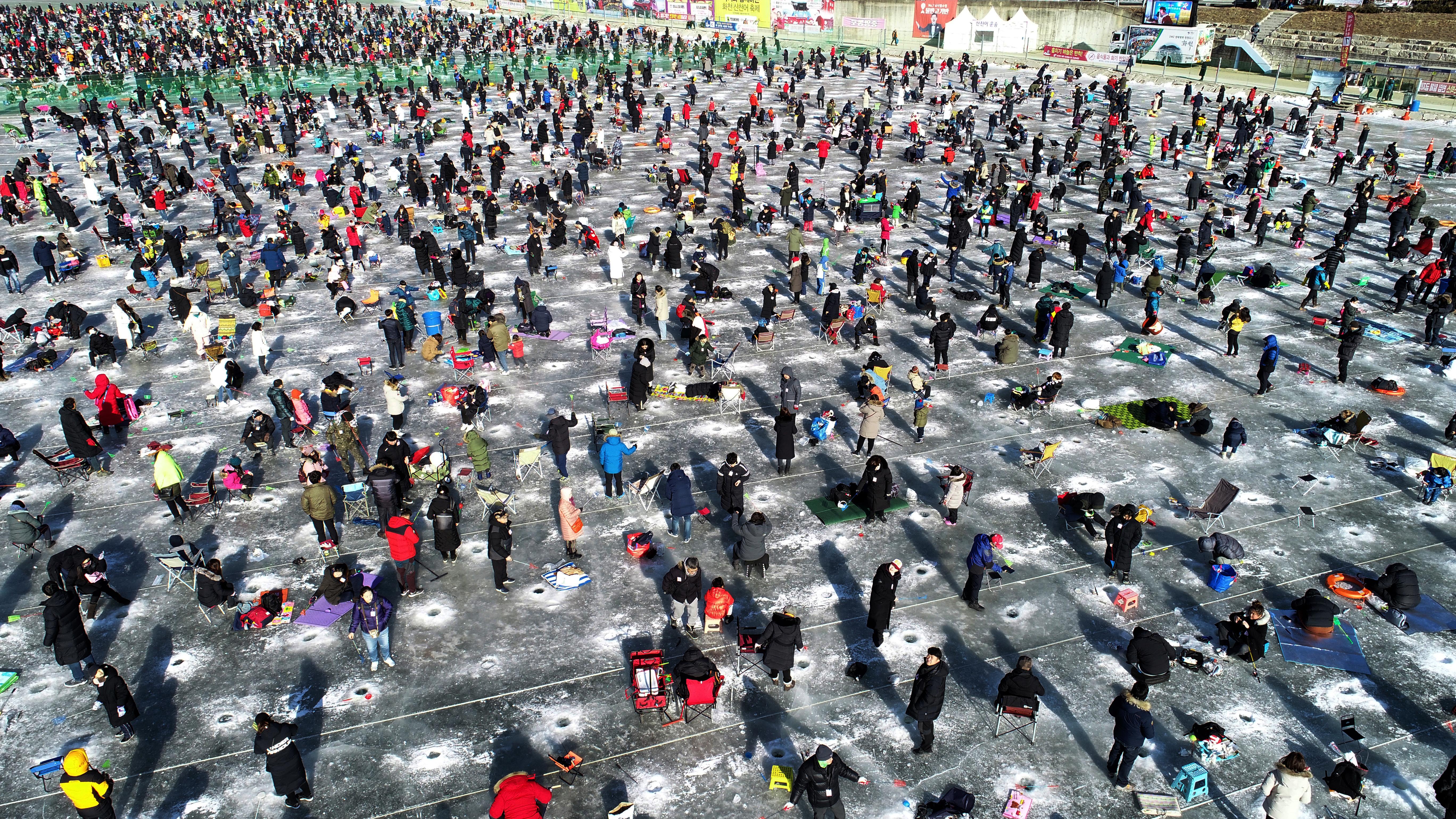 2019 화천산천어축제장 드론 촬영 전경 사진