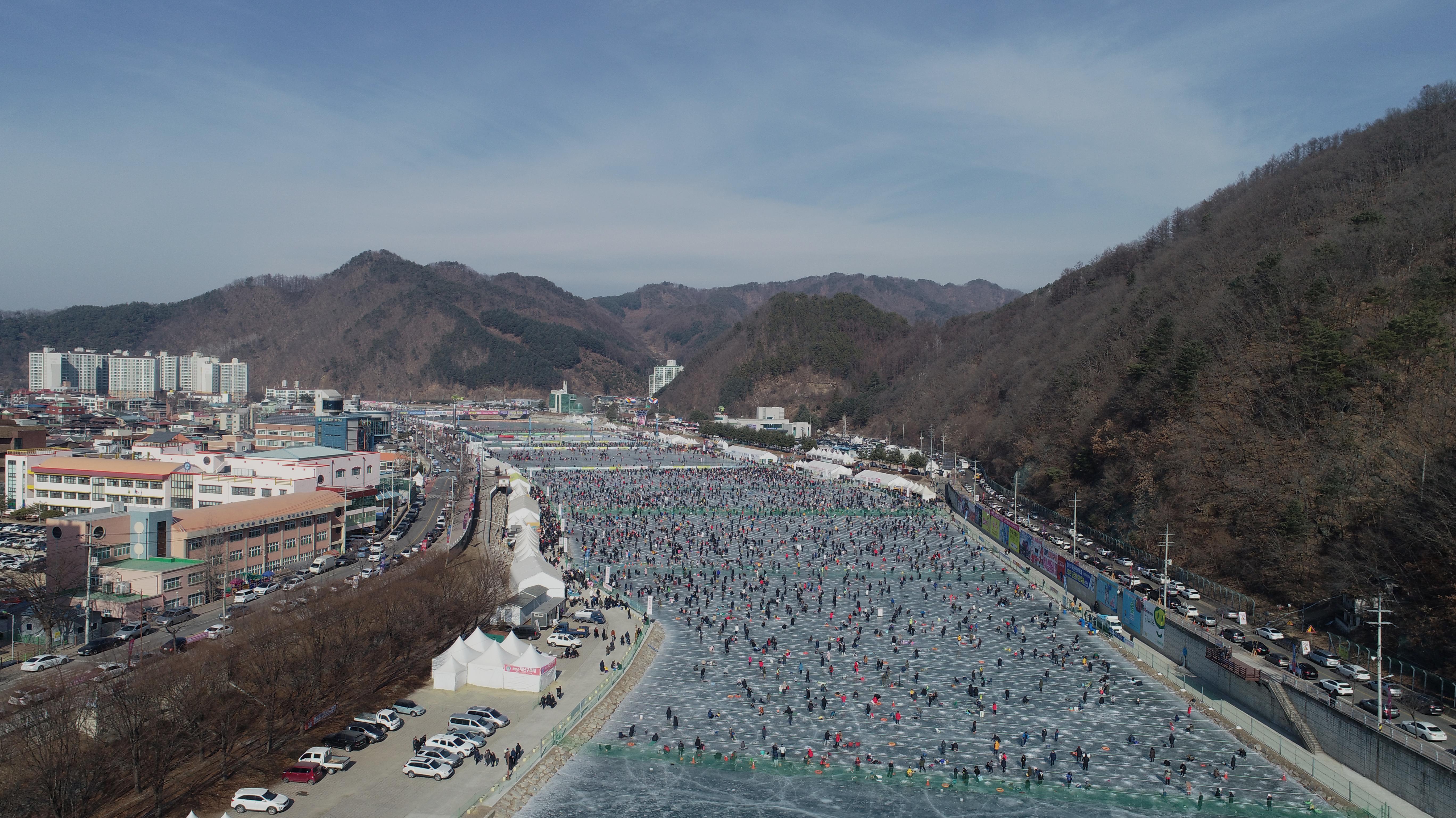 2019 화천산천어축제장 드론 촬영 전경 의 사진