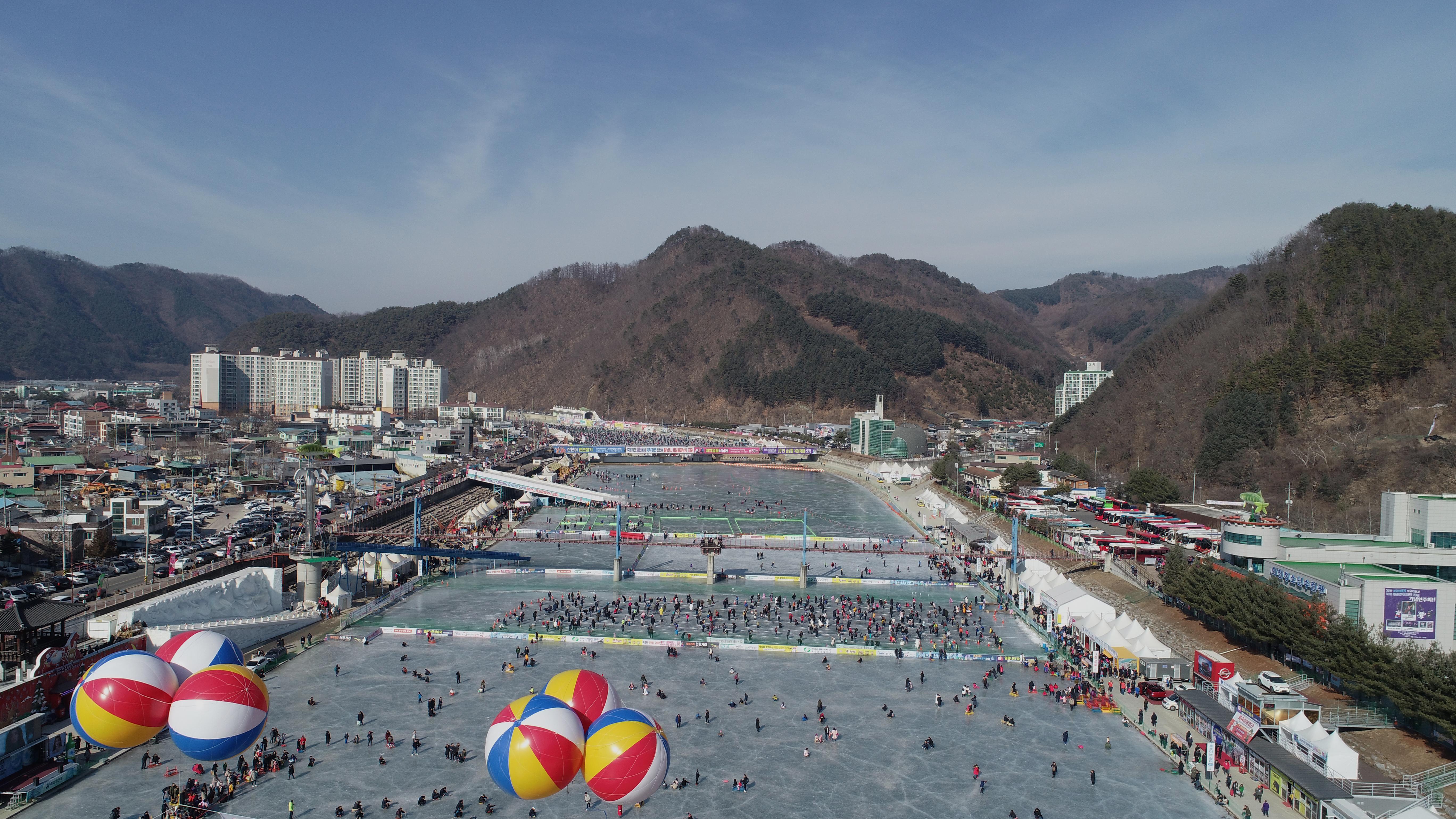 2019 화천산천어축제장 드론 촬영 전경 의 사진