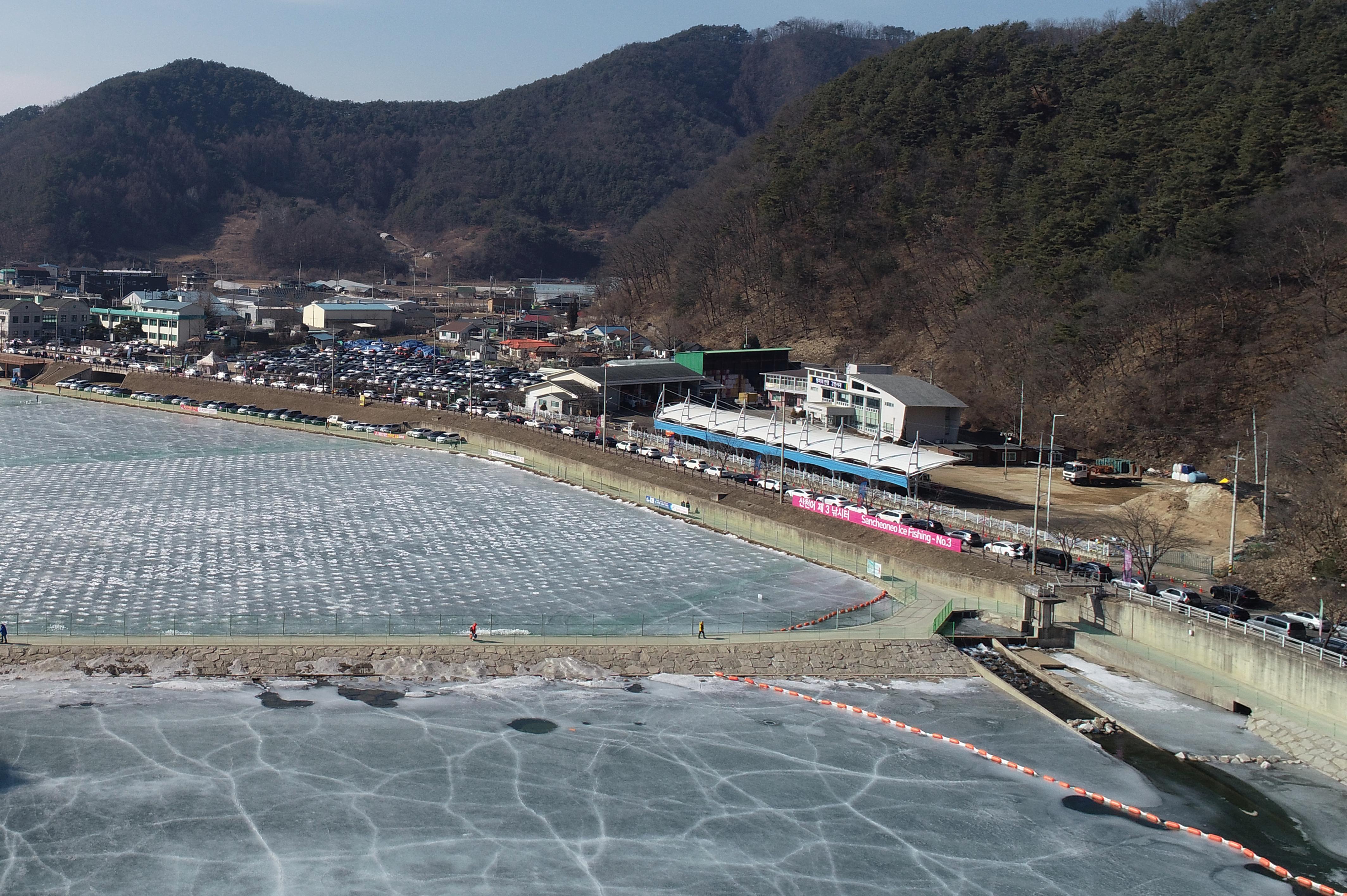 2019 화천산천어축제장 드론 촬영 전경 의 사진