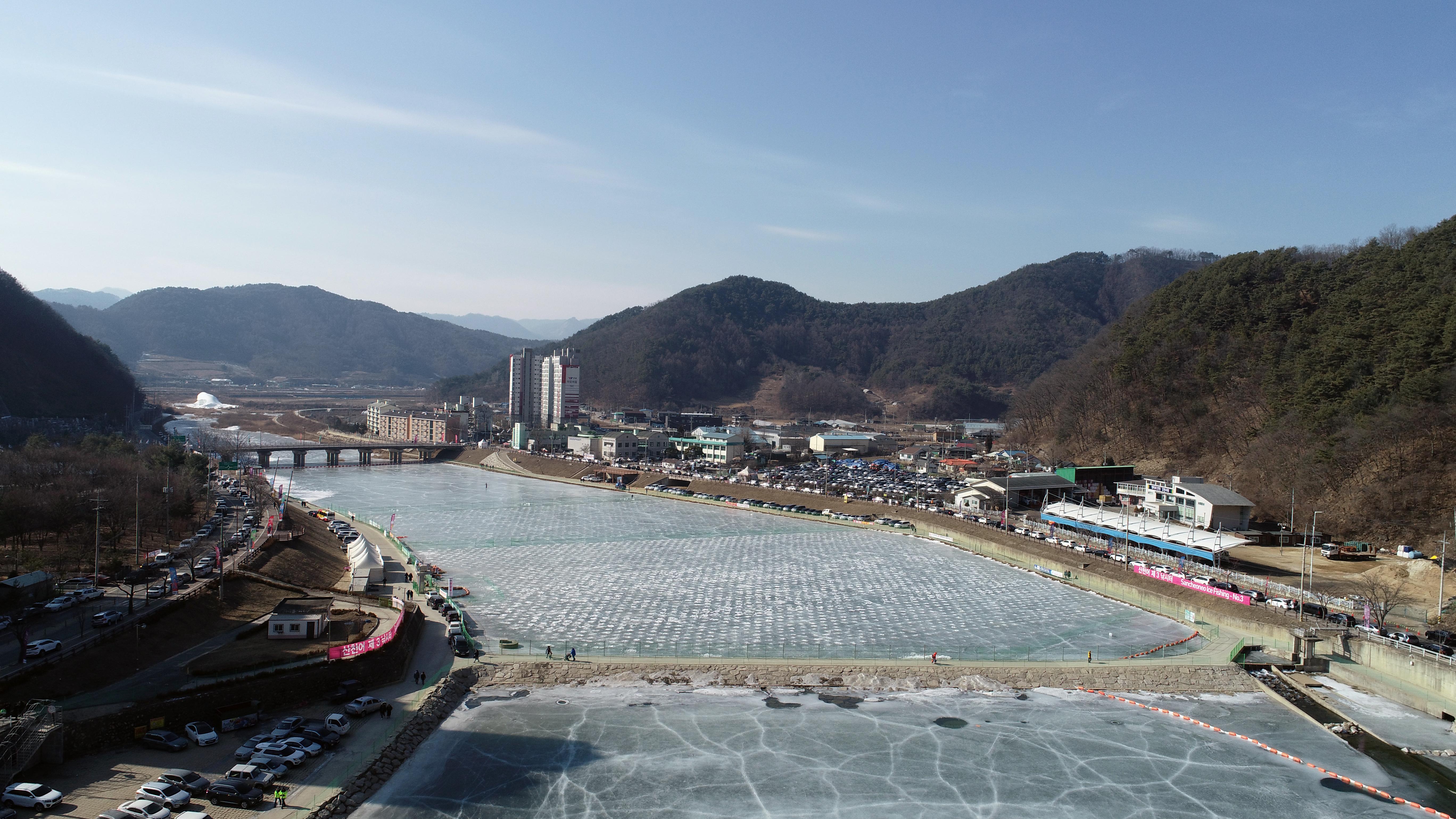 2019 화천산천어축제장 드론 촬영 전경 의 사진