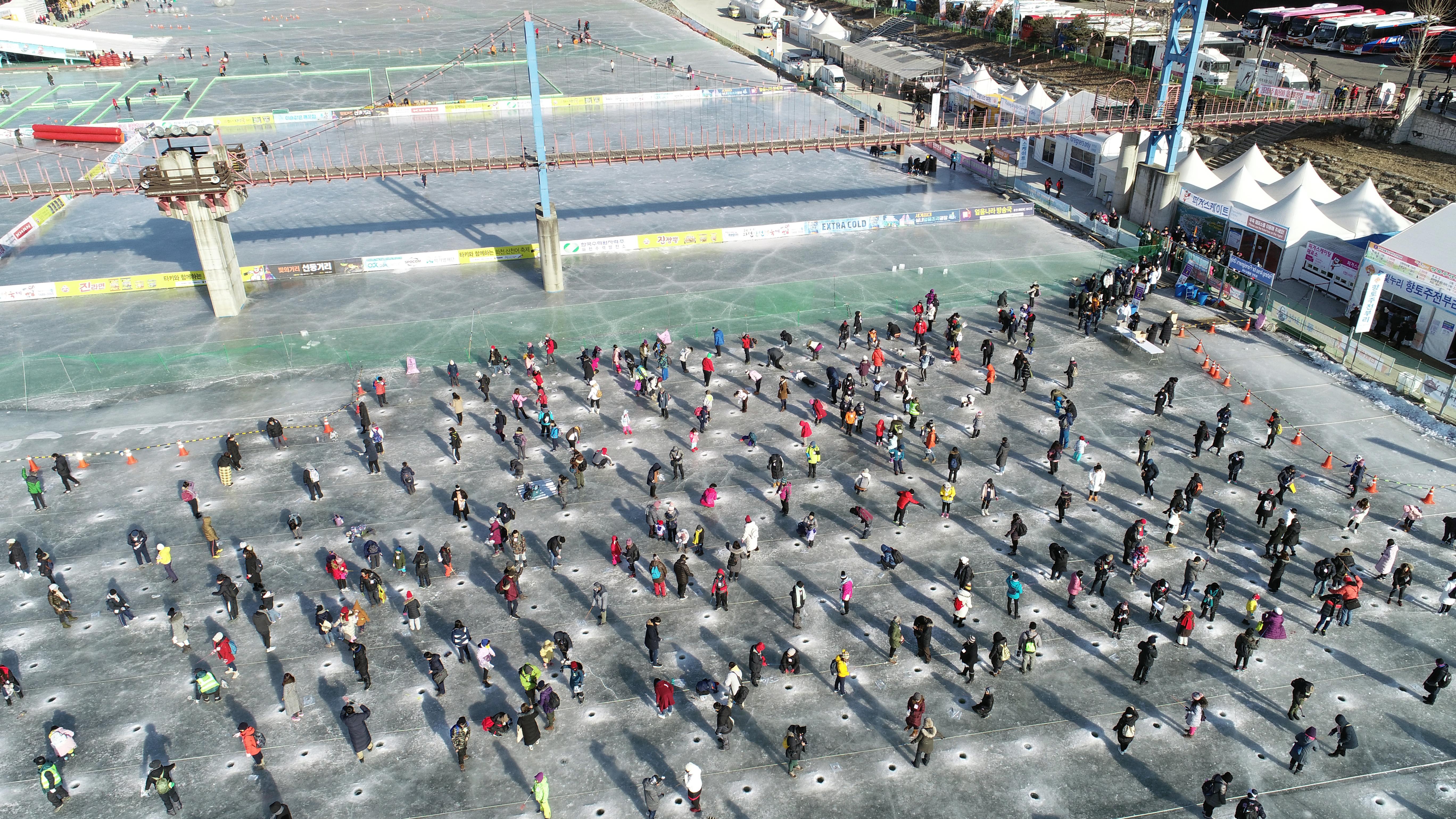 2019 화천산천어축제장 드론 촬영 전경 의 사진