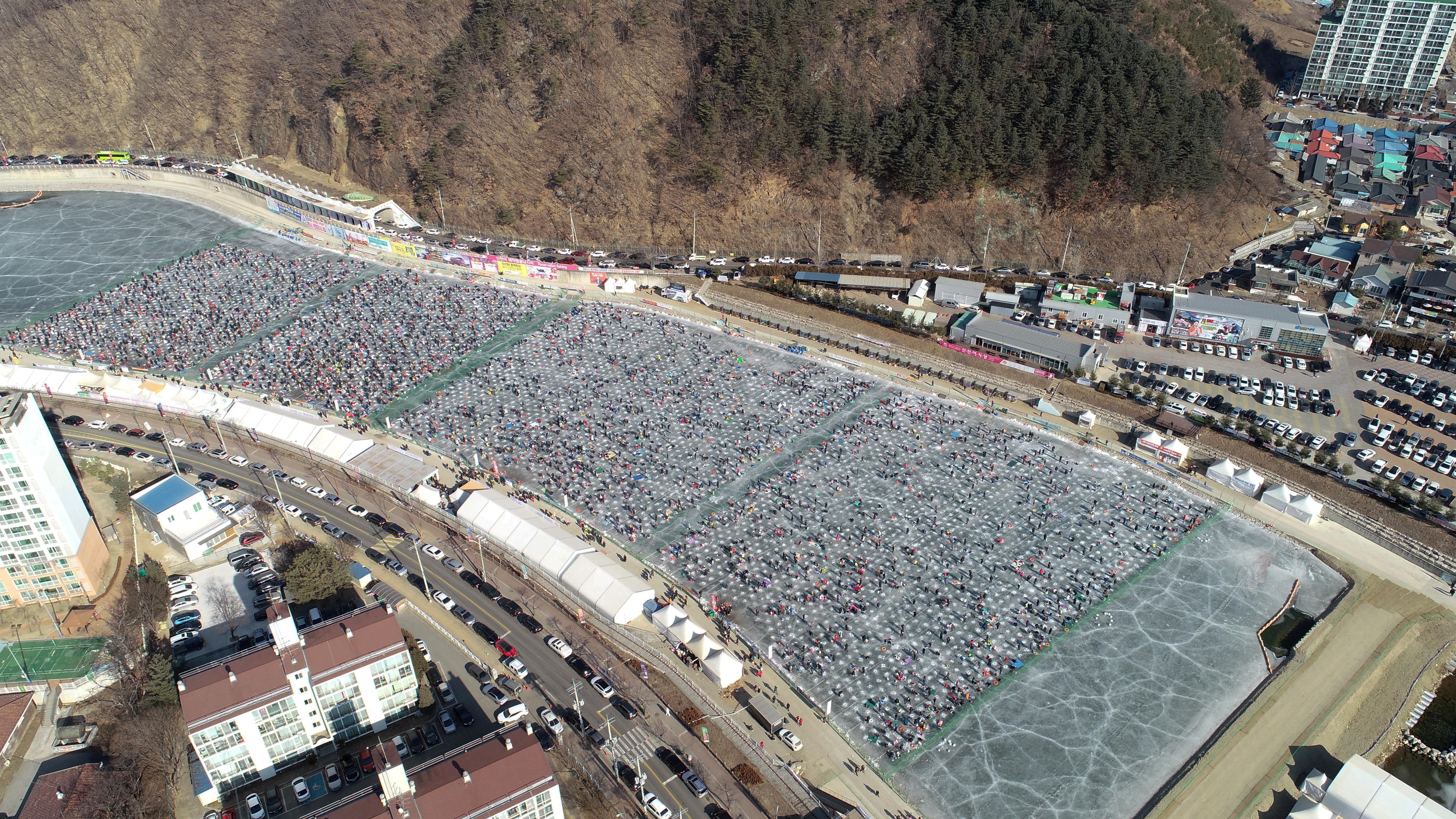 2019 화천산천어축제장 드론 촬영 전경 의 사진