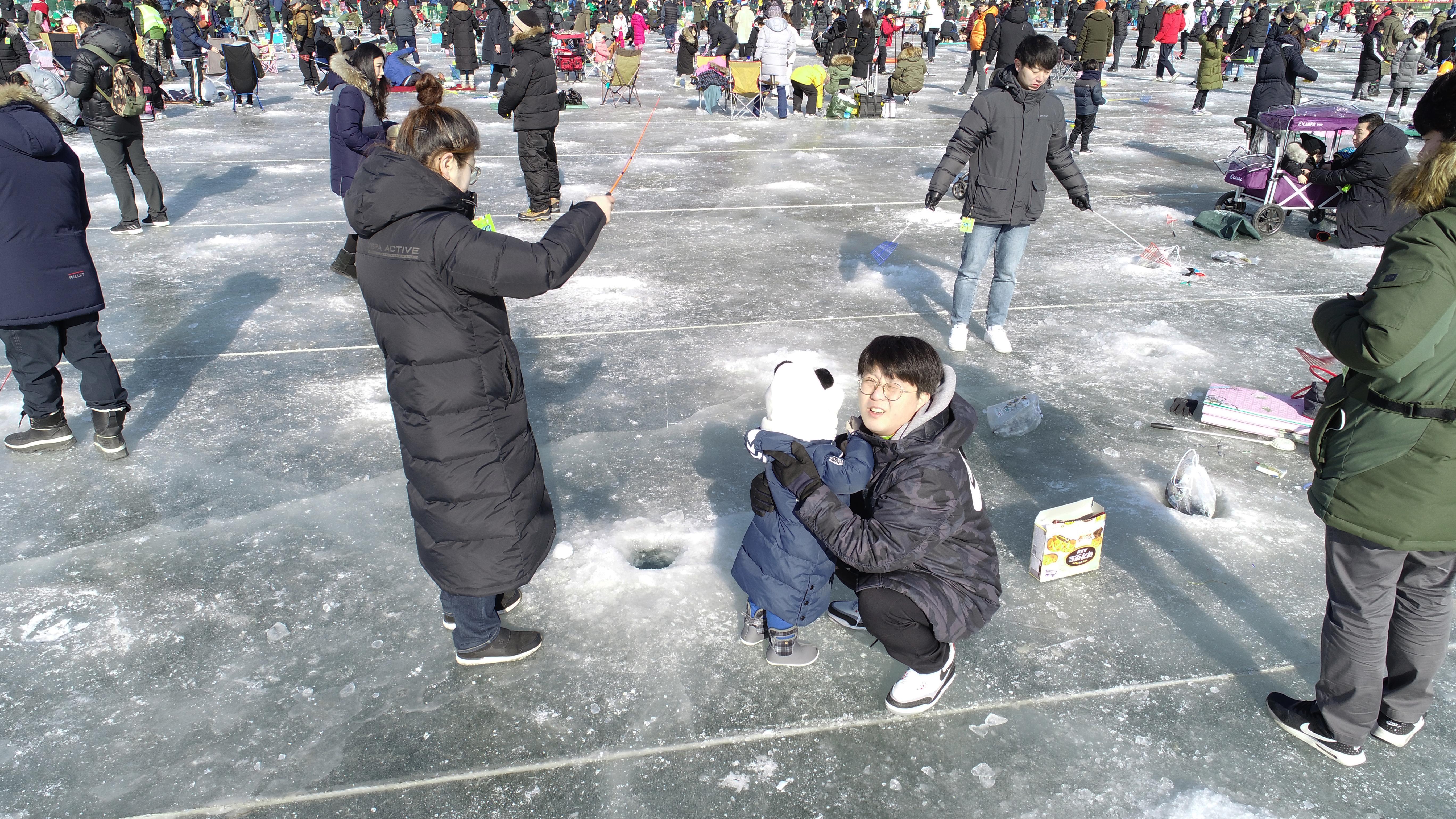 2019 화천산천어축제장 드론 촬영 전경 의 사진