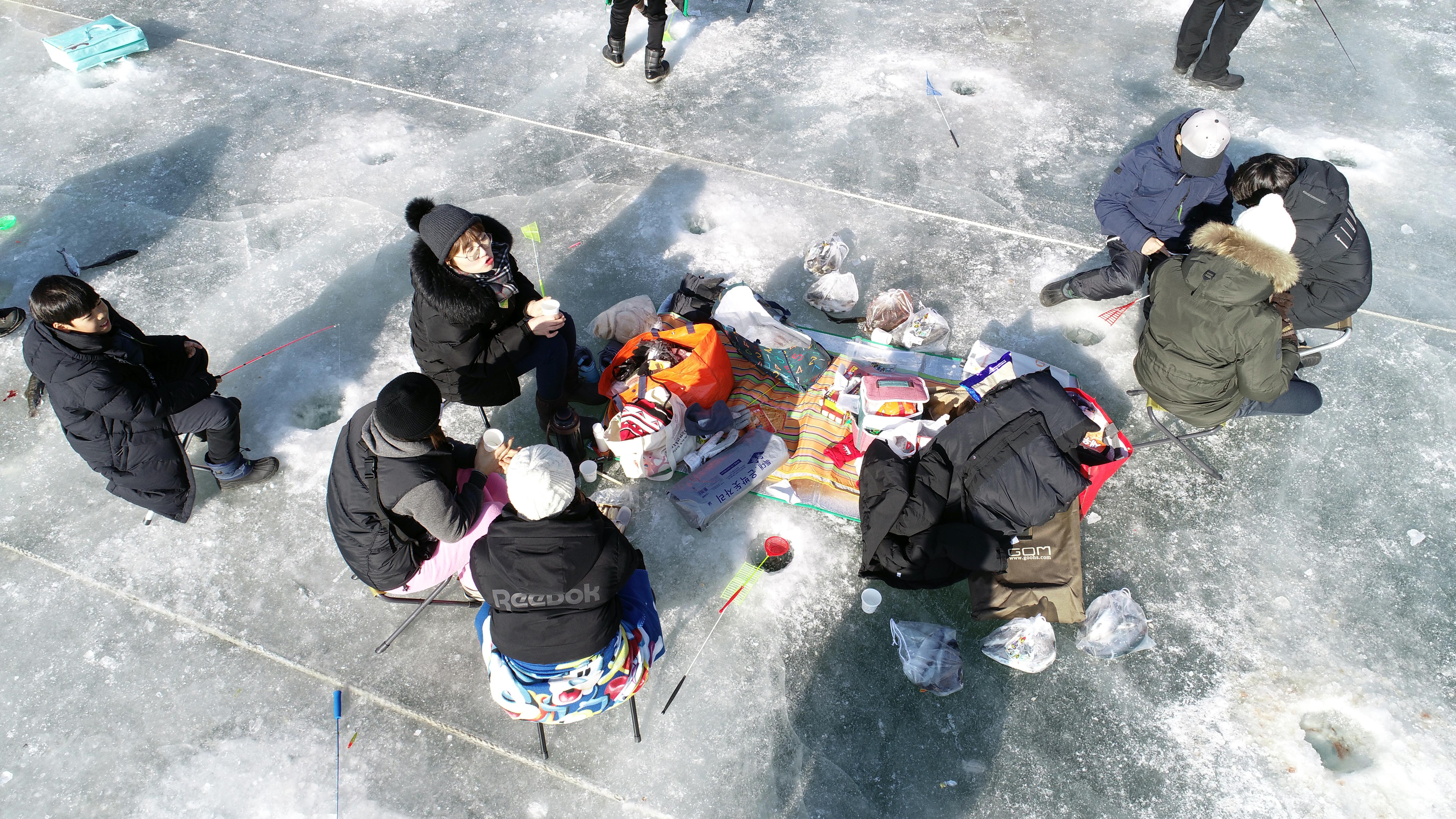 2019 화천산천어축제장 드론 촬영 전경 의 사진