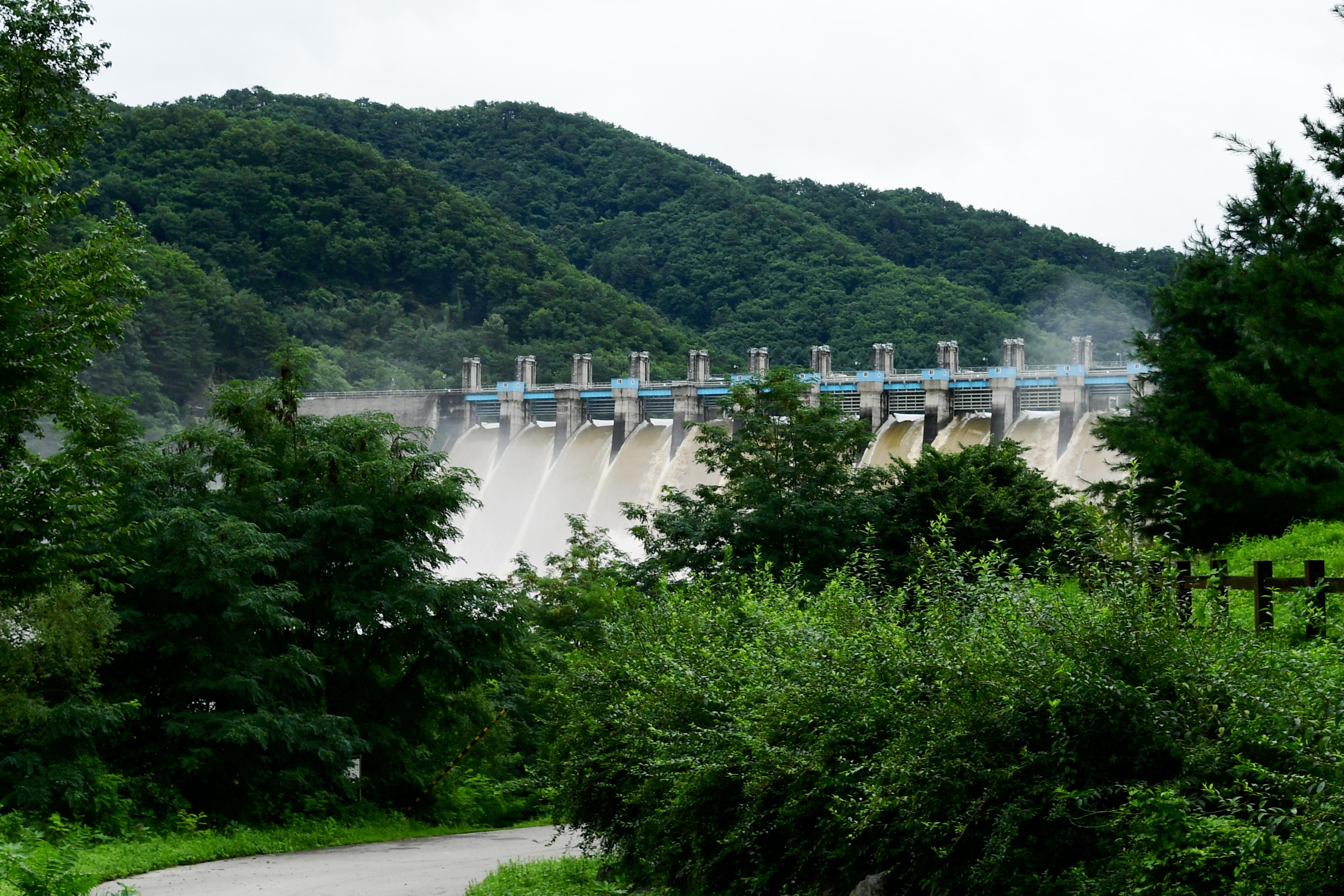 2020 화천 댐 방류 걱먹다리 딴산 전경 의 사진
