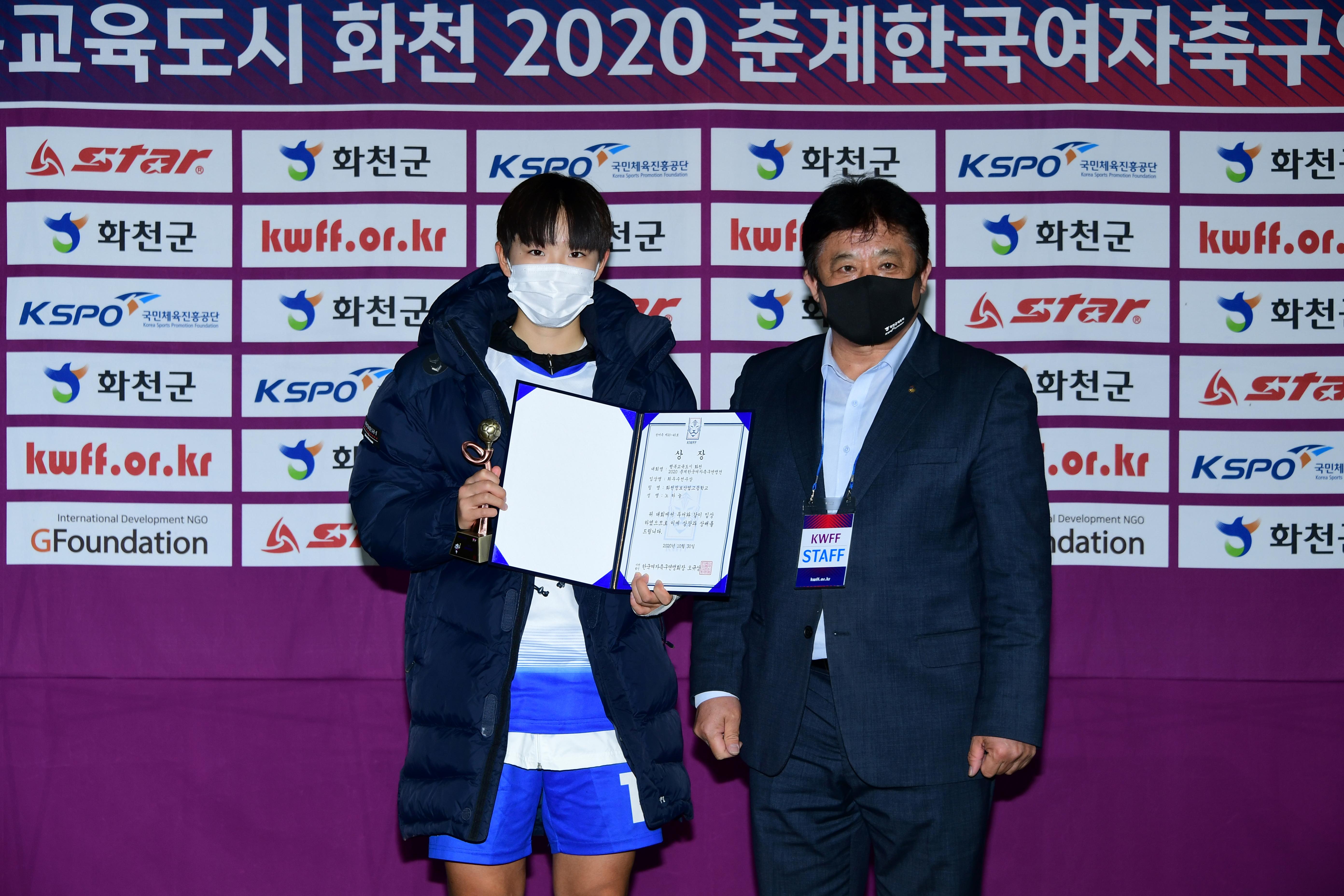 2020 춘계 한국여자축구 연맹전 결승전 시상식 의 사진