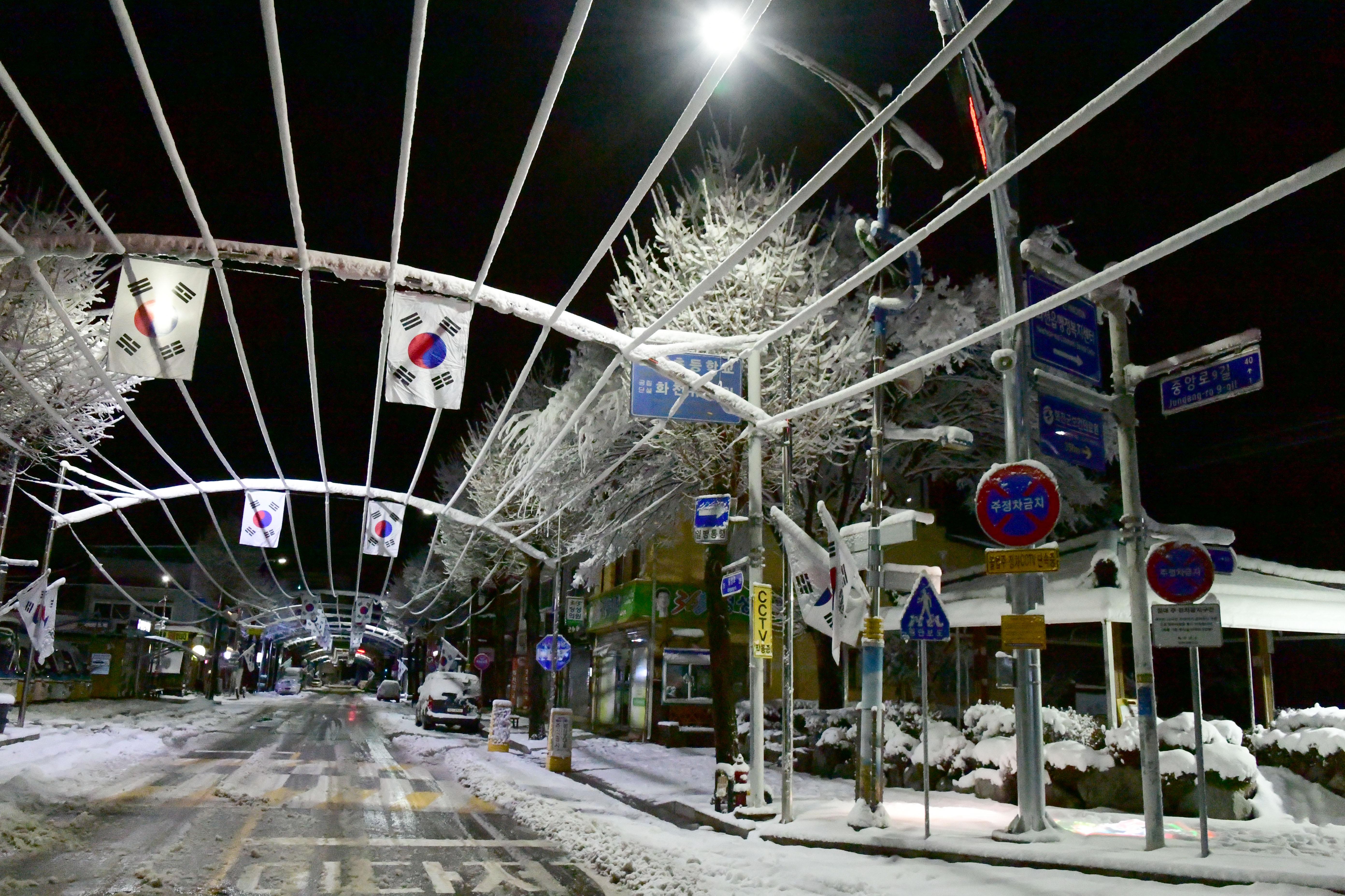 2021 대설주의보에 따른 화천읍 설경 의 사진