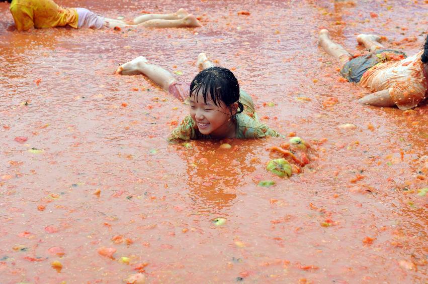 토마토 축제 행사 의 사진